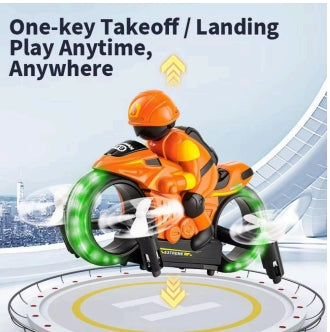 2-in-1 Flying Motorcycle Drone - Land & Air Dual Mode RC Stunt Bike