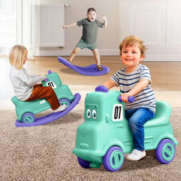 3-in-1 Baby Ride-On Rocker & Balance Board - Mint Green Purple