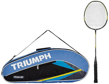 Triumph Legend-5000 One Piece Light Weight Strung Badminton Racket with Titan-6R Double Compartment Bag - Sky/Black