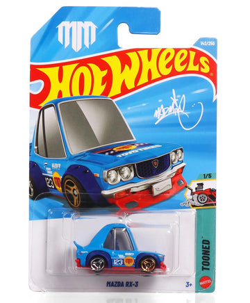 Hot Wheels Mazda RX-3 Tooned Die-Cast Toy Car (142/250) - Blue