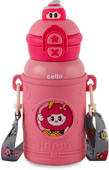 Cello kidzbee duo buddy 500 ml Steel Sipper (Pack of 1, Pink)