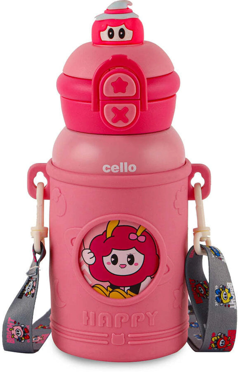 Cello kidzbee duo buddy 500 ml Steel Sipper (Pack of 1, Pink)
