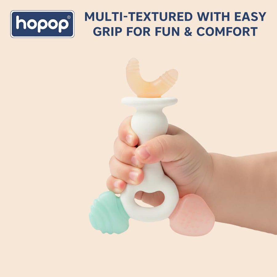Hopop Easy Grip Multi-Textured Silicone Teether