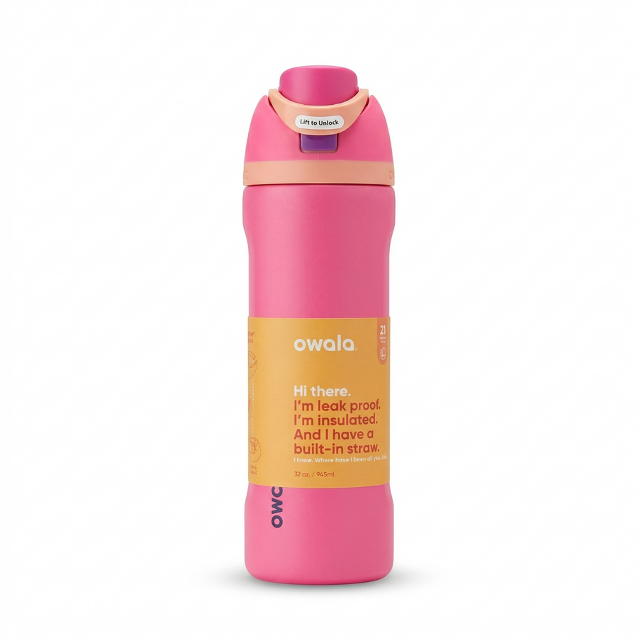 Owala FreeSip Insulated Water Bottle 32oz – Hot Pink