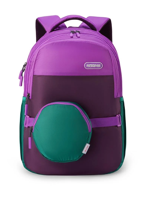 American Tourister Backpack with Sling Pouch - Purple