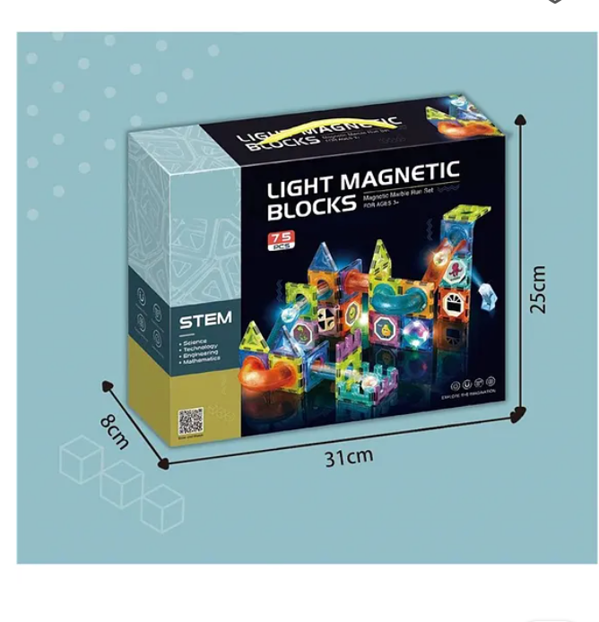 Light Magnetic Blocks - STEM Magnetic Marble Run Set 75 Pcs