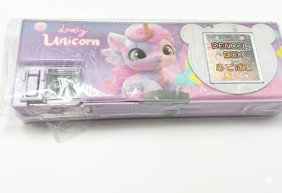 Lovely Unicorn Kids Pencil Box with Built-in Sharpener