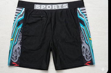 Konexpro Kids Sports Swim Shorts - Teal Graphic Panel