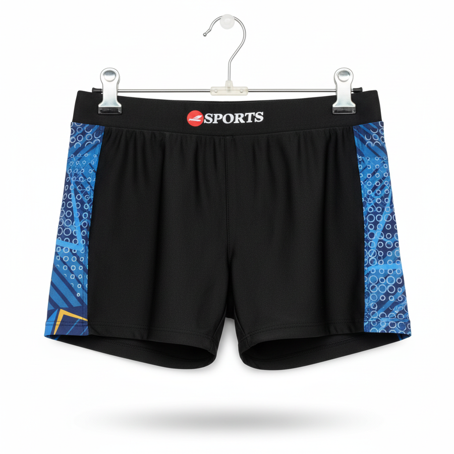 Konexpro Kids Swim Shorts - Black & Blue Bubble Pattern