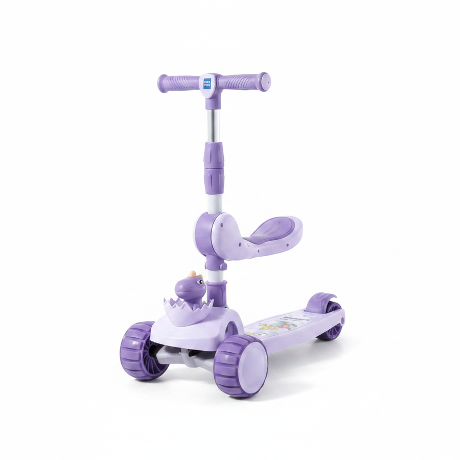 Mee Mee Spark Cruiser Kids Kick Scooter with Built-in Music & Lights, 4-Level Height Adjustment, Foldable, Detachable Seat (Purple, 2+ Years)
