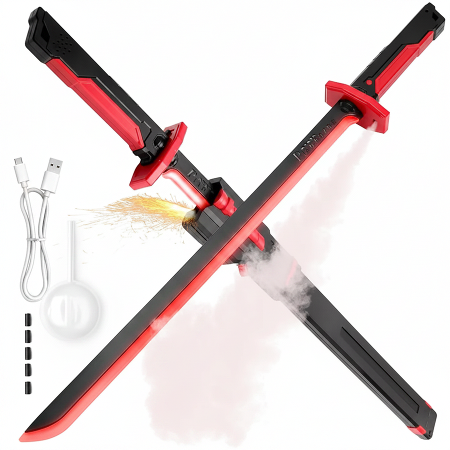 Piaobo Zhe RGB Light Sword – Red Edition with Spark, Spray & Sound Effects