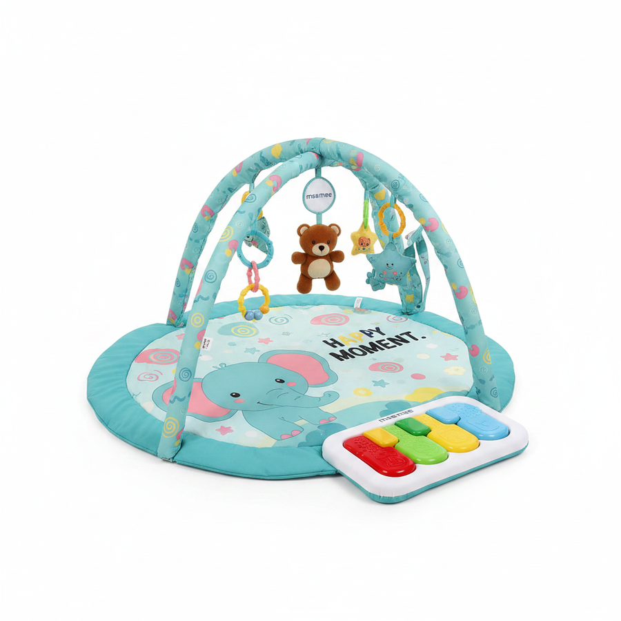 Mee Mee Melody Mat Baby Activity Mat with Musical Piano, Lift-on Mirror, Adjustable Toy Bar (0m+)