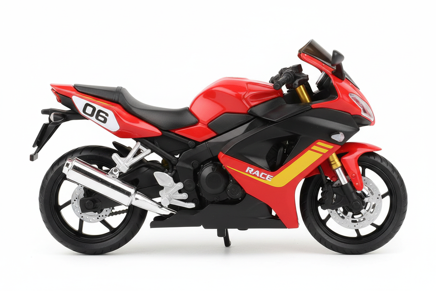 RACE Sport Tourer Die-Cast Motorcycle – 1:16 Scale Alloy #06 (White & Red)