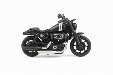 Fathomless all black cruiser motorcycle side view white background