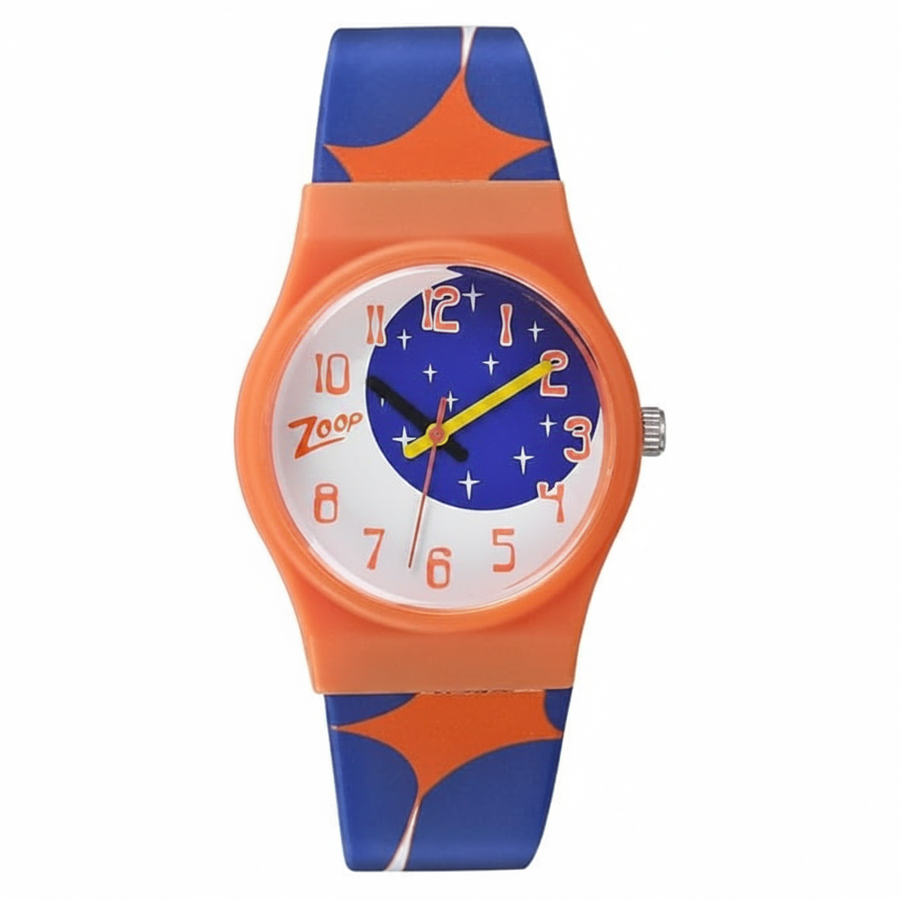 Zoop Moon & Stars Kids Analog Watch – Orange & Blue