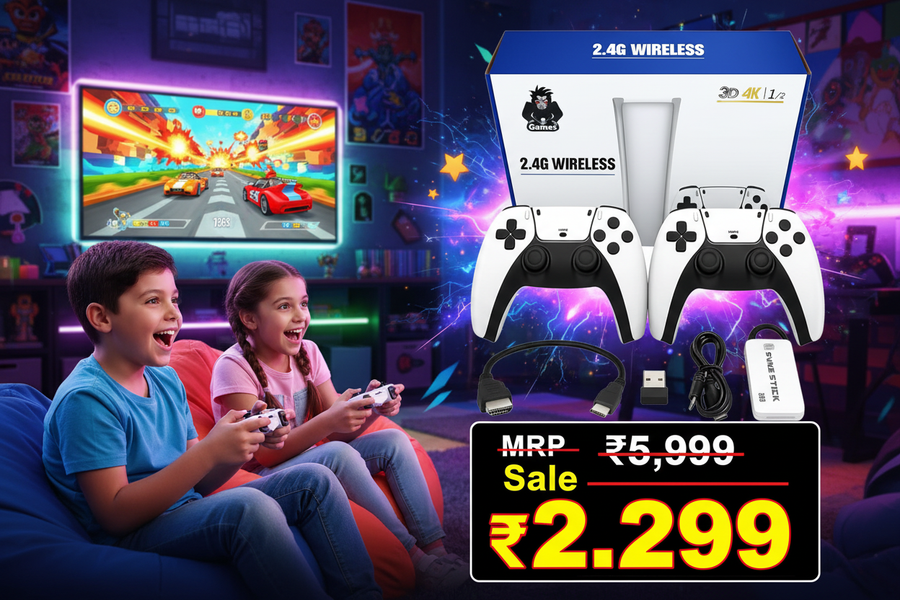2.4G Wireless Game Stick with Dual Controllers – 4K HD Gaming Console