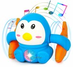 Zest4Toyz Battery Operated Musical Tumbling Penguin Toy with Voice Control, Light & Sound